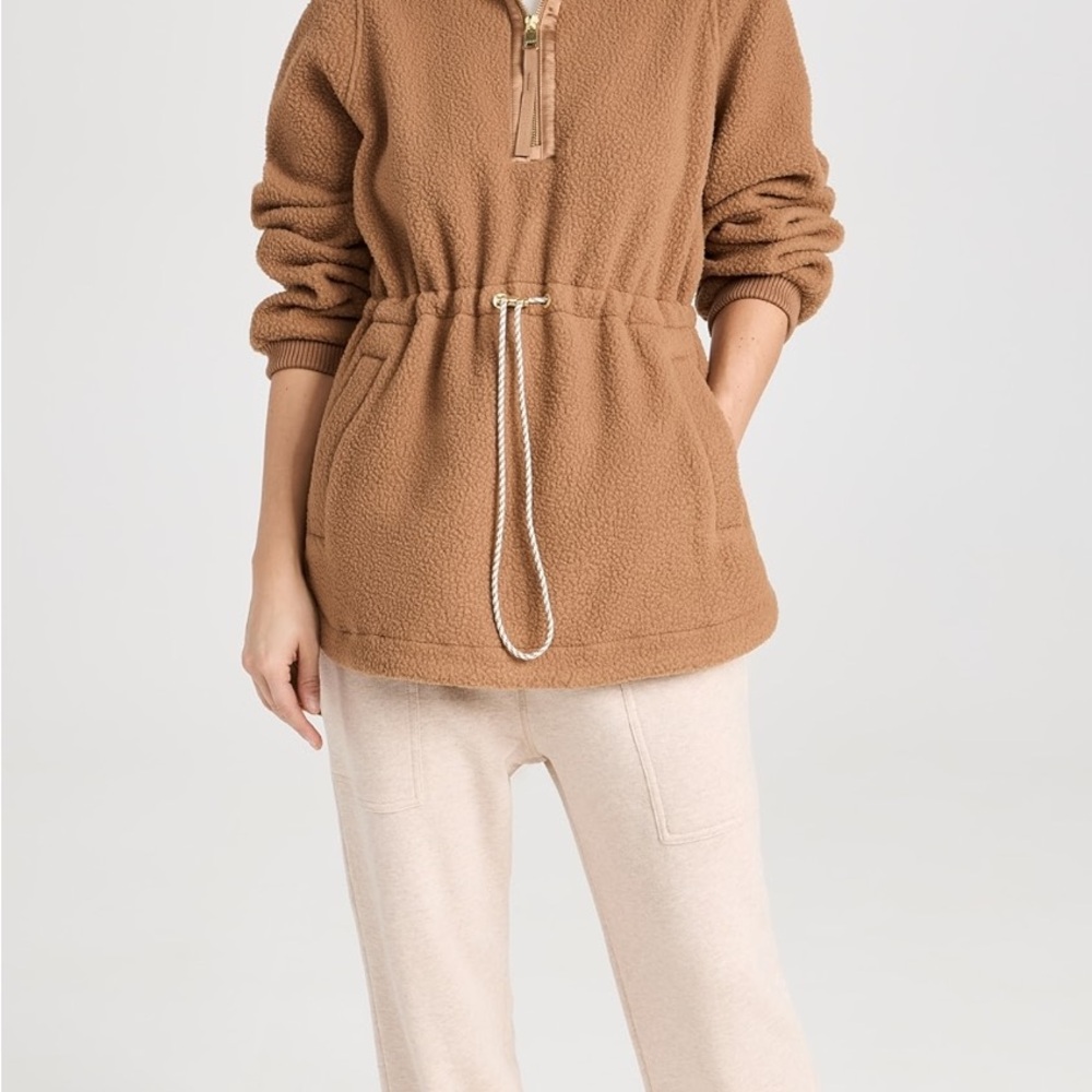 Varley Tan Teddy Jacket with Drawstring
